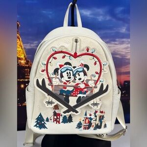 Disney Loungefly Mickey and Minnie Skiing Winter Wonderland Backpack